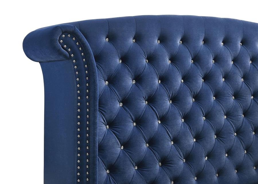 Melody Upholstered Queen Wingback Bed Pacific Blue - 223371Q