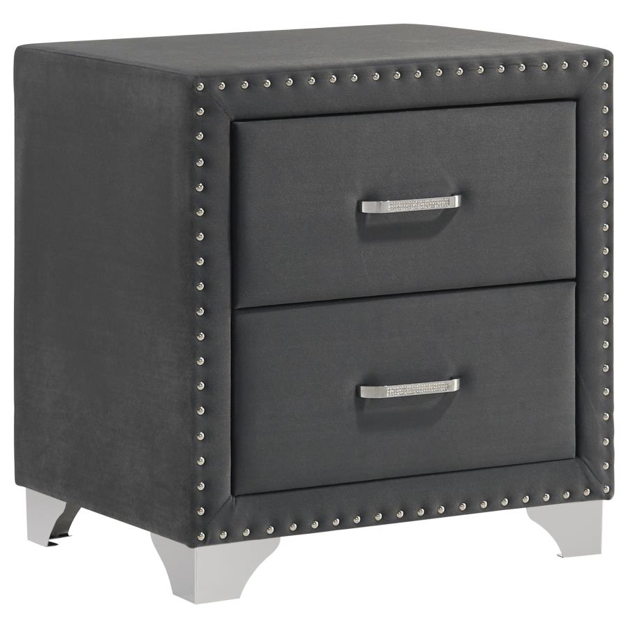 Melody Upholstered 2-drawer Nightstand Grey - 223382