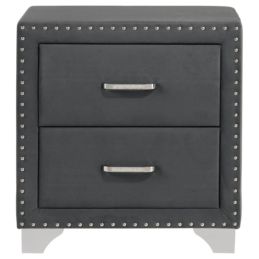 Melody Upholstered 2-drawer Nightstand Grey - 223382