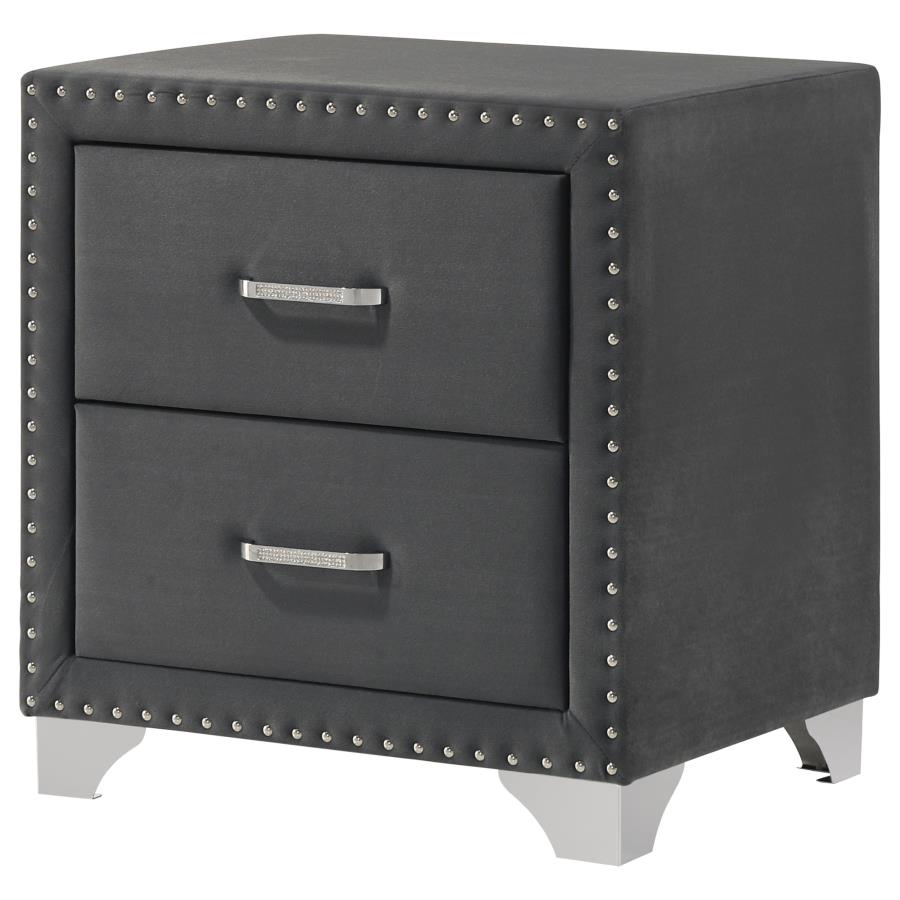 Melody Upholstered 2-drawer Nightstand Grey - 223382