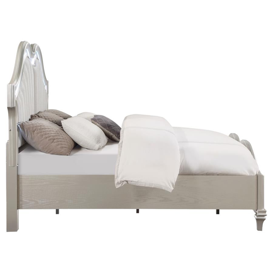 Evangeline Wood California King LED Panel Bed Silver Oak - 223391KW