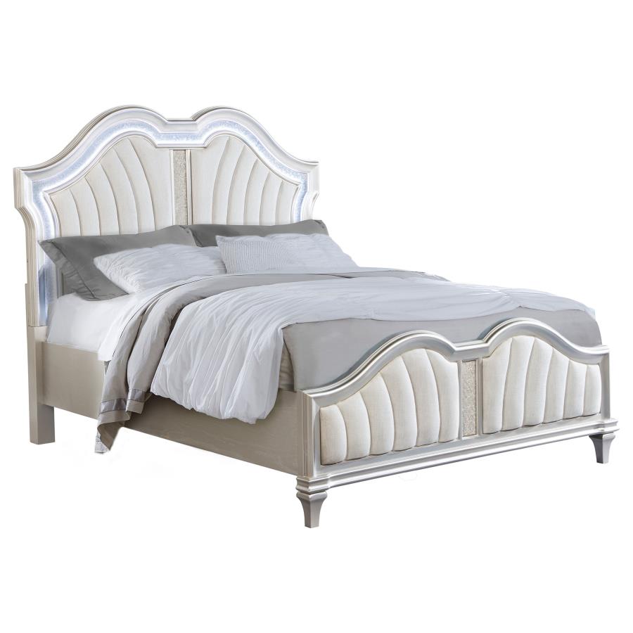 Evangeline Wood Queen LED Panel Bed Silver Oak - 223391Q