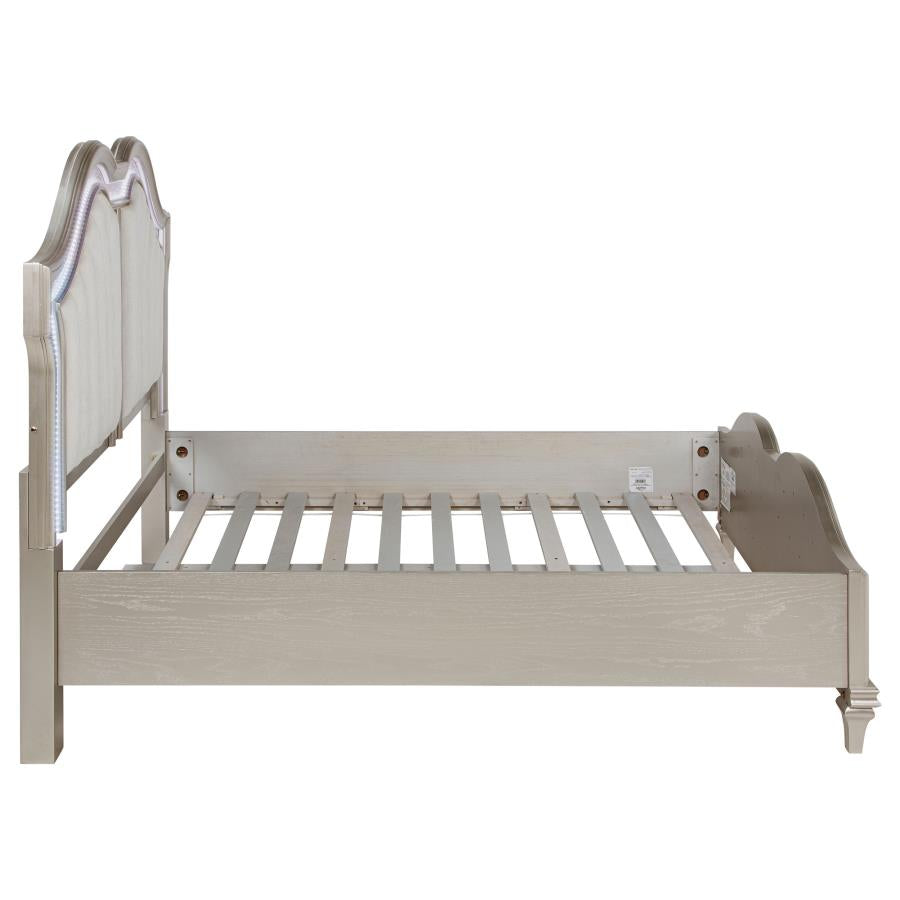 Evangeline Wood Queen LED Panel Bed Silver Oak - 223391Q