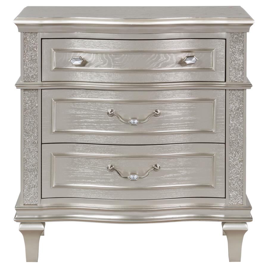 Evangeline 3-drawer Nightstand Silver Oak - 223392