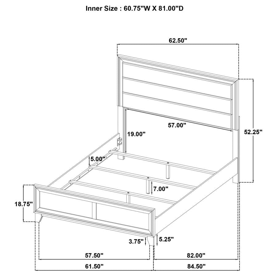 Welsley 50-inch Upholstered Queen Bed Walnut - 223441Q