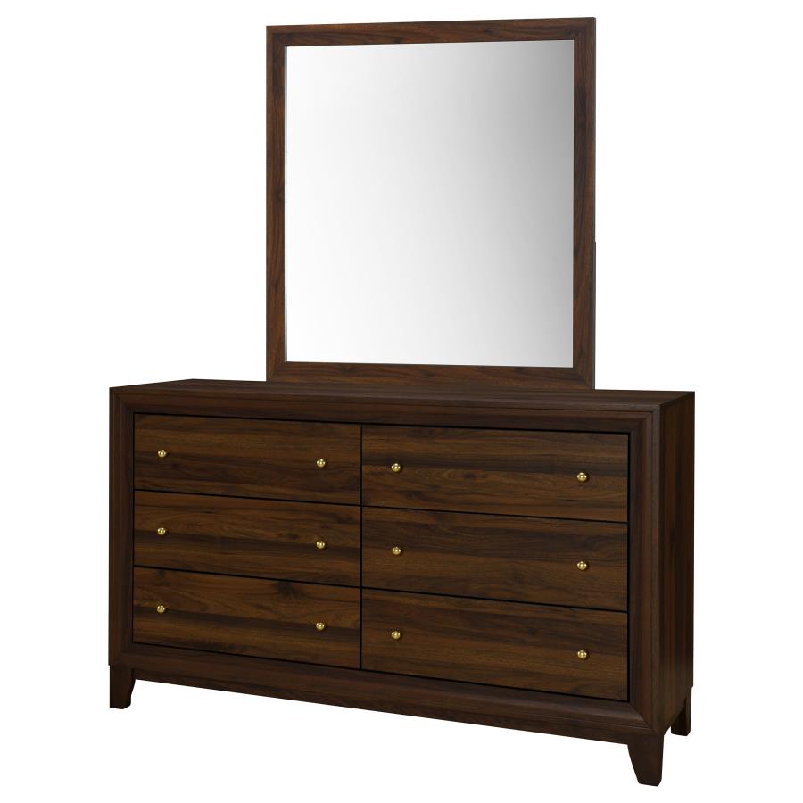 Welsley 6-drawer Dresser and Mirror Walnut - 223443M