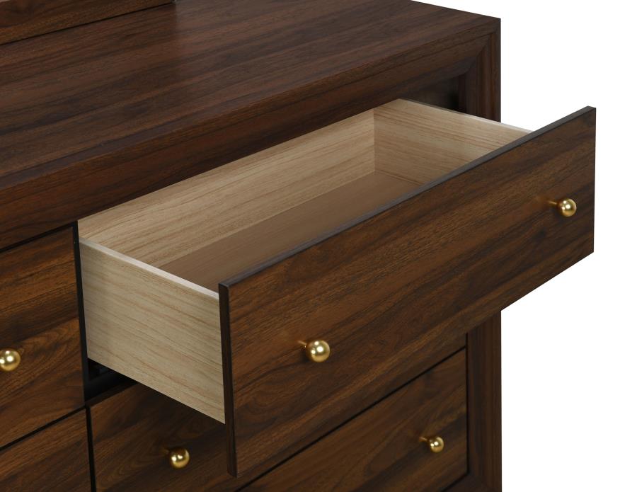Welsley 6-drawer Dresser and Mirror Walnut - 223443M
