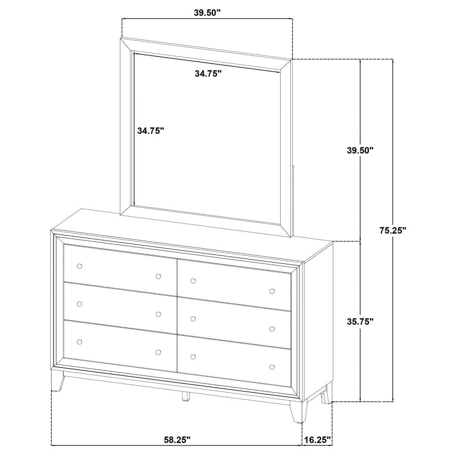 Welsley 6-drawer Dresser and Mirror Walnut - 223443M