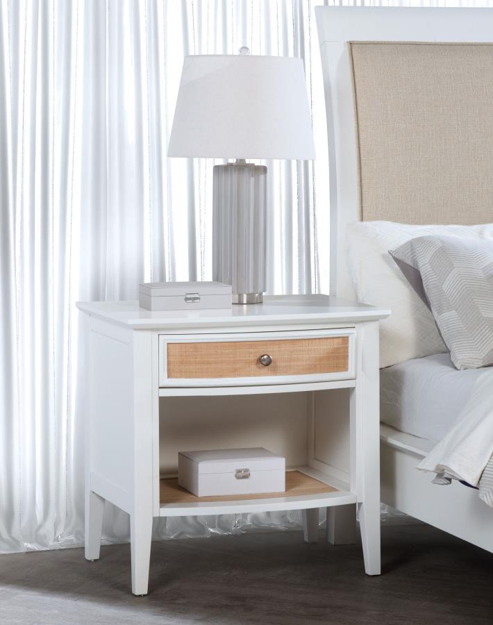 Bexhill 1-drawer Nightstand Bedside Table White - 223472