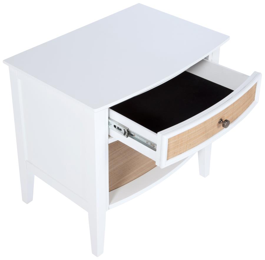 Bexhill 1-drawer Nightstand Bedside Table White - 223472