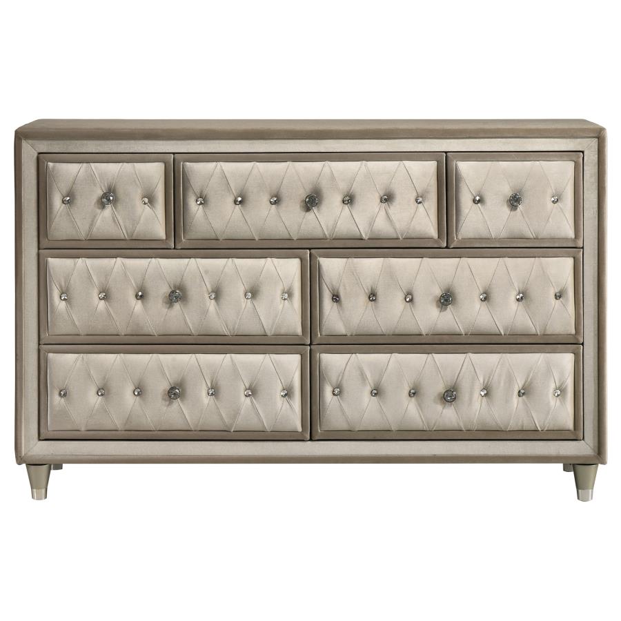 Antonella 7-drawer Upholstered Dresser Ivory and Camel - 223523