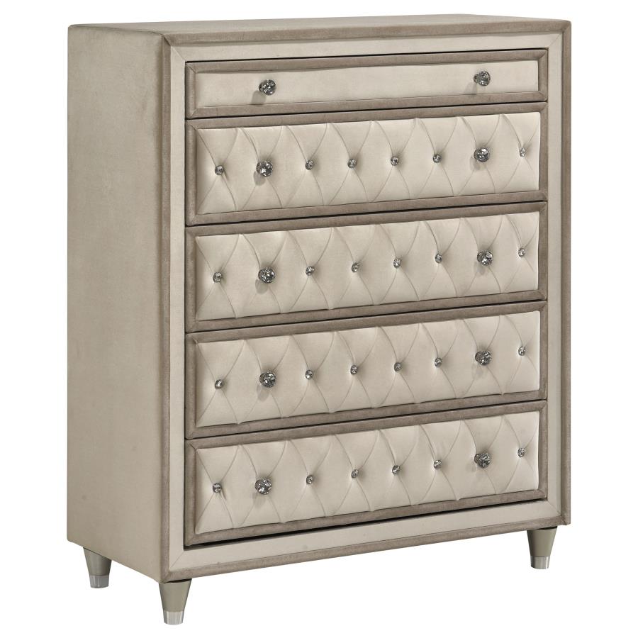 Antonella 5-drawer Bedroom Chest Ivory and Camel - 223525
