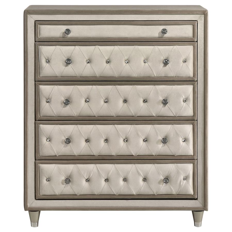 Antonella 5-drawer Bedroom Chest Ivory and Camel - 223525