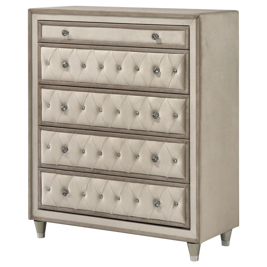 Antonella 5-drawer Bedroom Chest Ivory and Camel - 223525