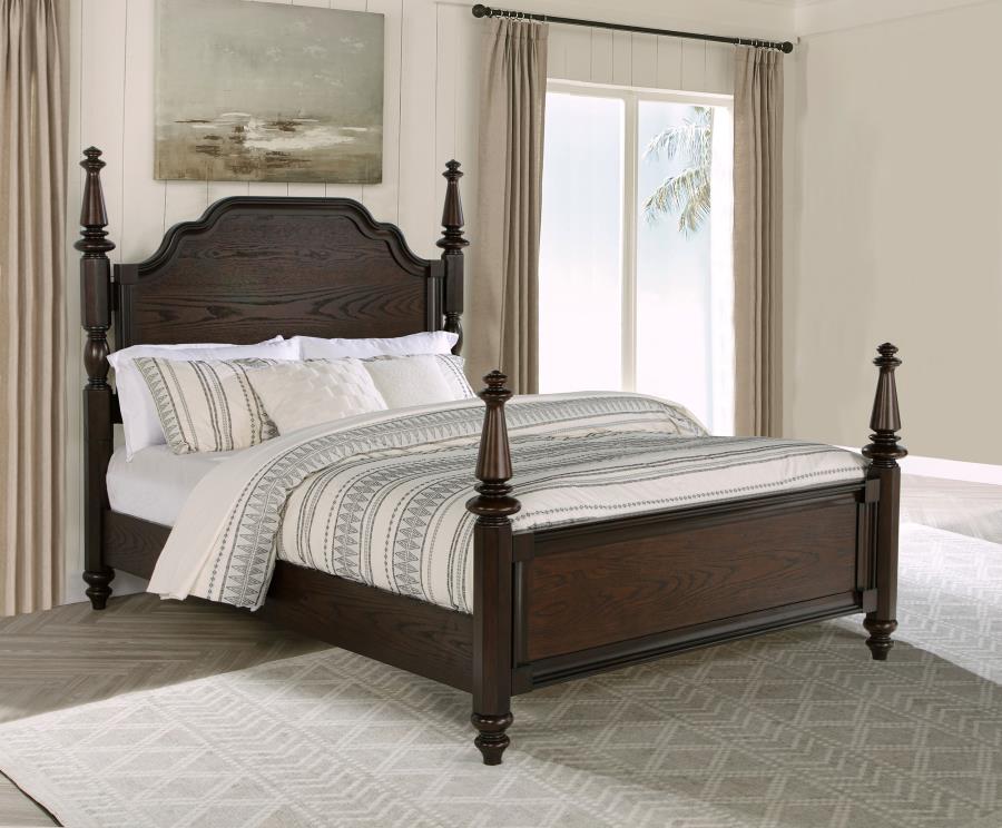 Andover 63-inch Four Poster Queen Bed Dark Oak - 223631Q