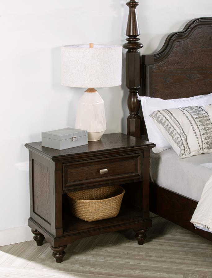 Andover 1-drawer Nightstand Bedside Table Dark Oak - 223632