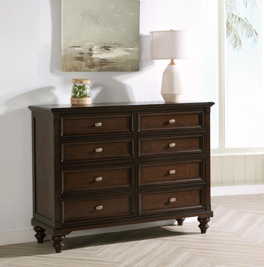 Andover 8-drawer Dresser Cabinet Dark Oak - 223633