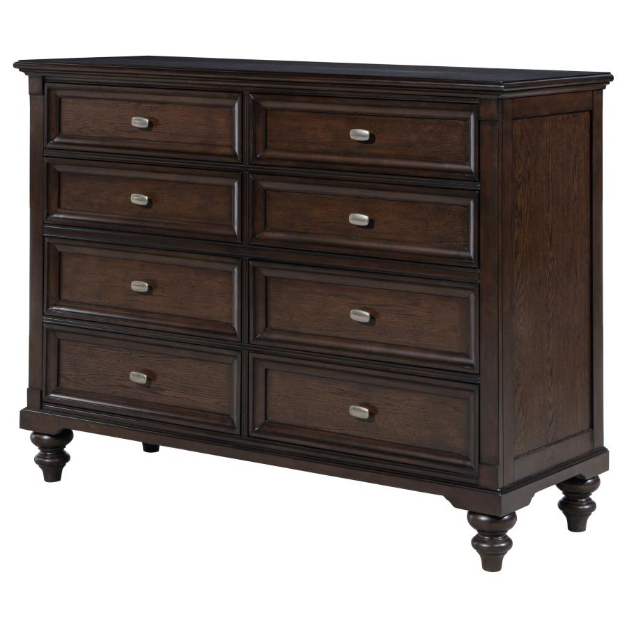 Andover 8-drawer Dresser Cabinet Dark Oak - 223633
