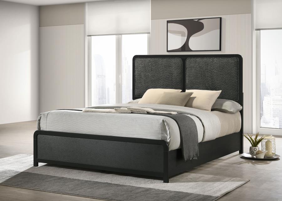 Cavelle 51-inch Upholstered Eastern King Bed Black - 223661KE