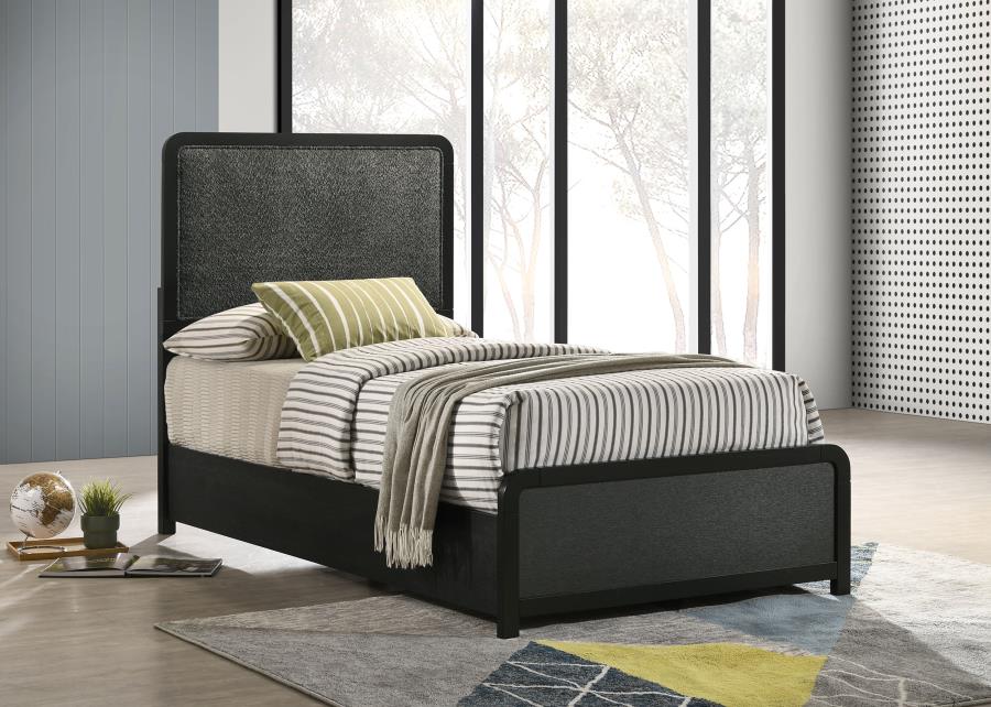 Cavelle 51-inch Upholstered Twin Panel Bed Black - 223661T