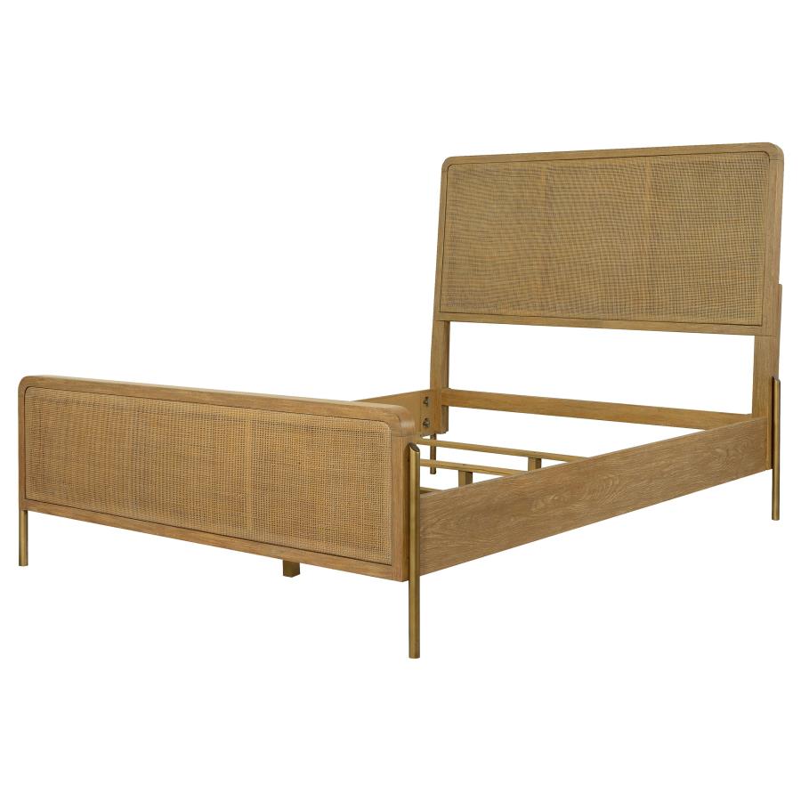 Arini Rattan Queen Panel Bed Sand Wash and Natural Cane - 224300Q