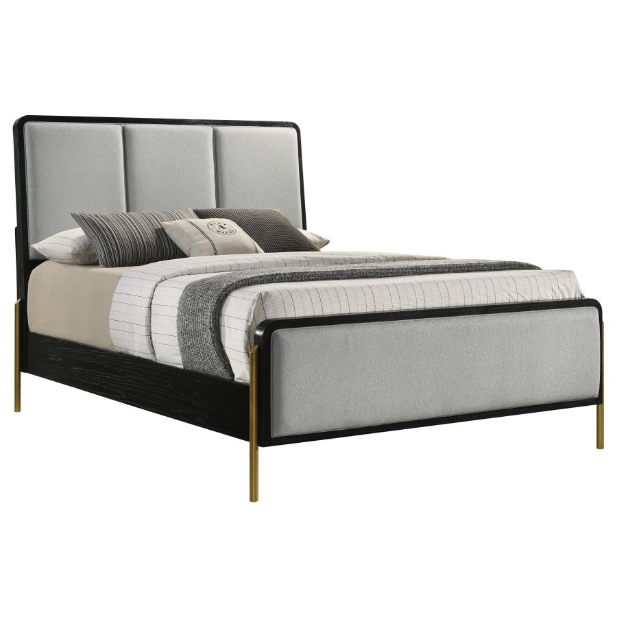 Arini Upholstered Queen Panel Bed Black and Grey - 224331Q