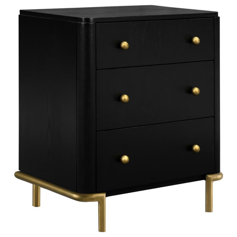 Arini 3-drawer Nightstand Black - 224332