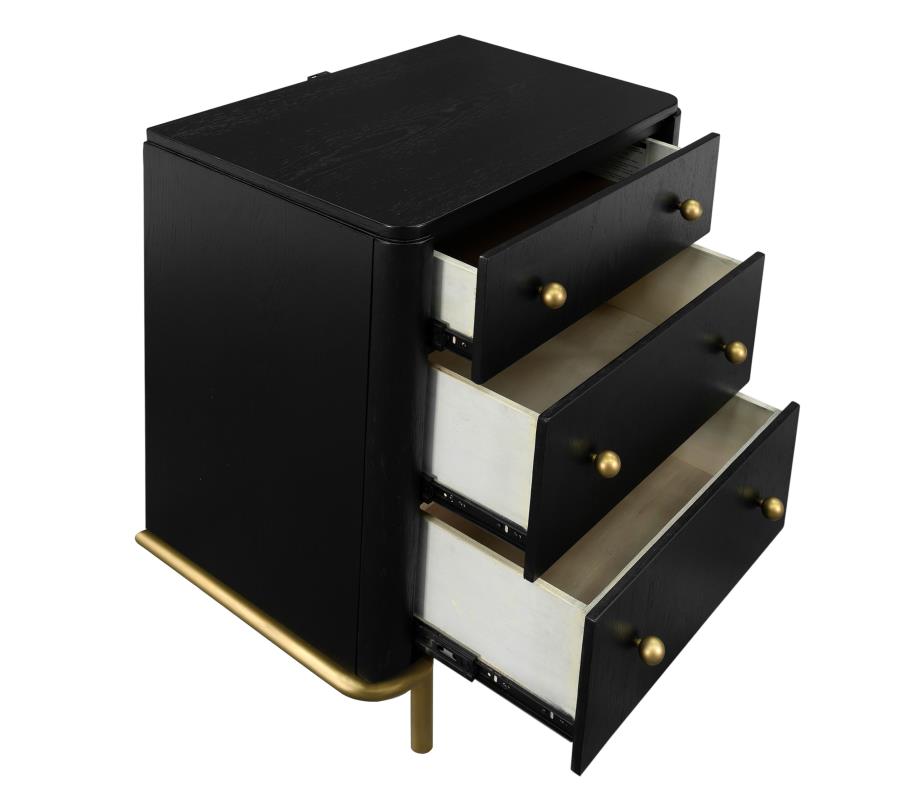 Arini 3-drawer Nightstand Black - 224332