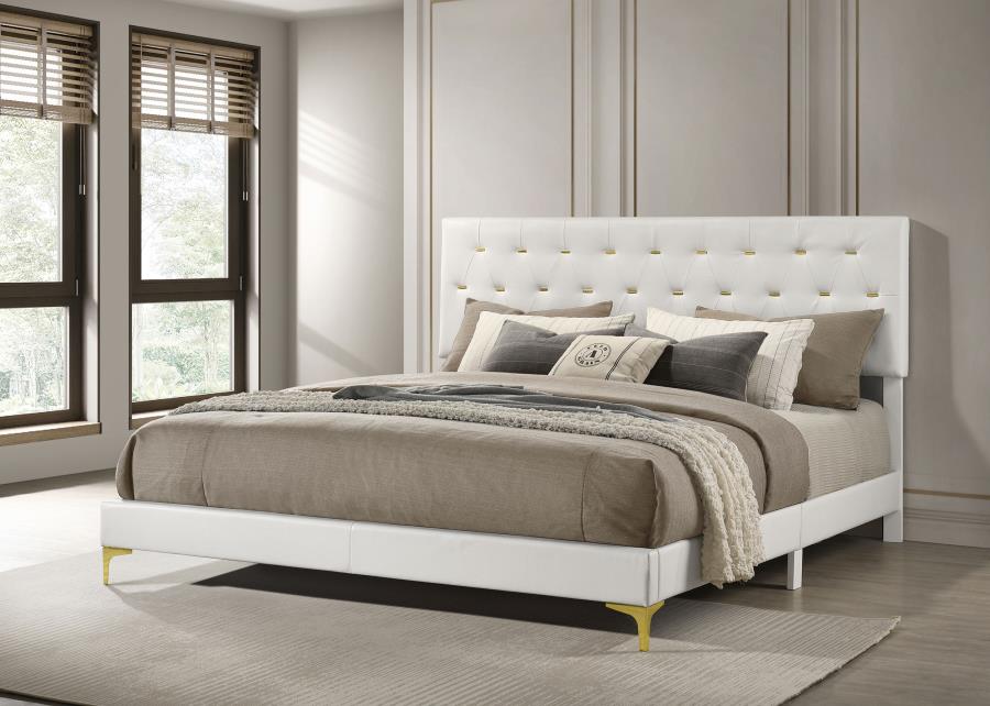 Kendall Upholstered Eastern King Panel Bed White - 224401KE