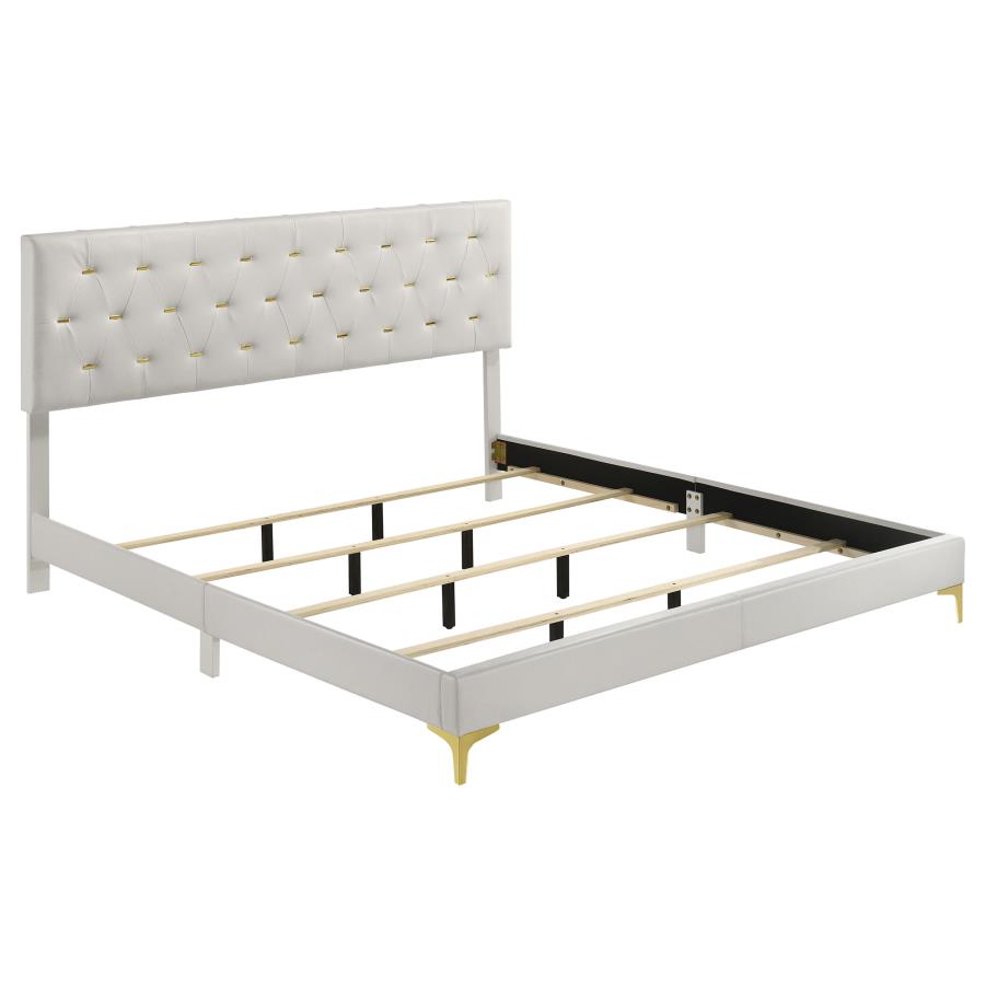Kendall Upholstered Eastern King Panel Bed White - 224401KE