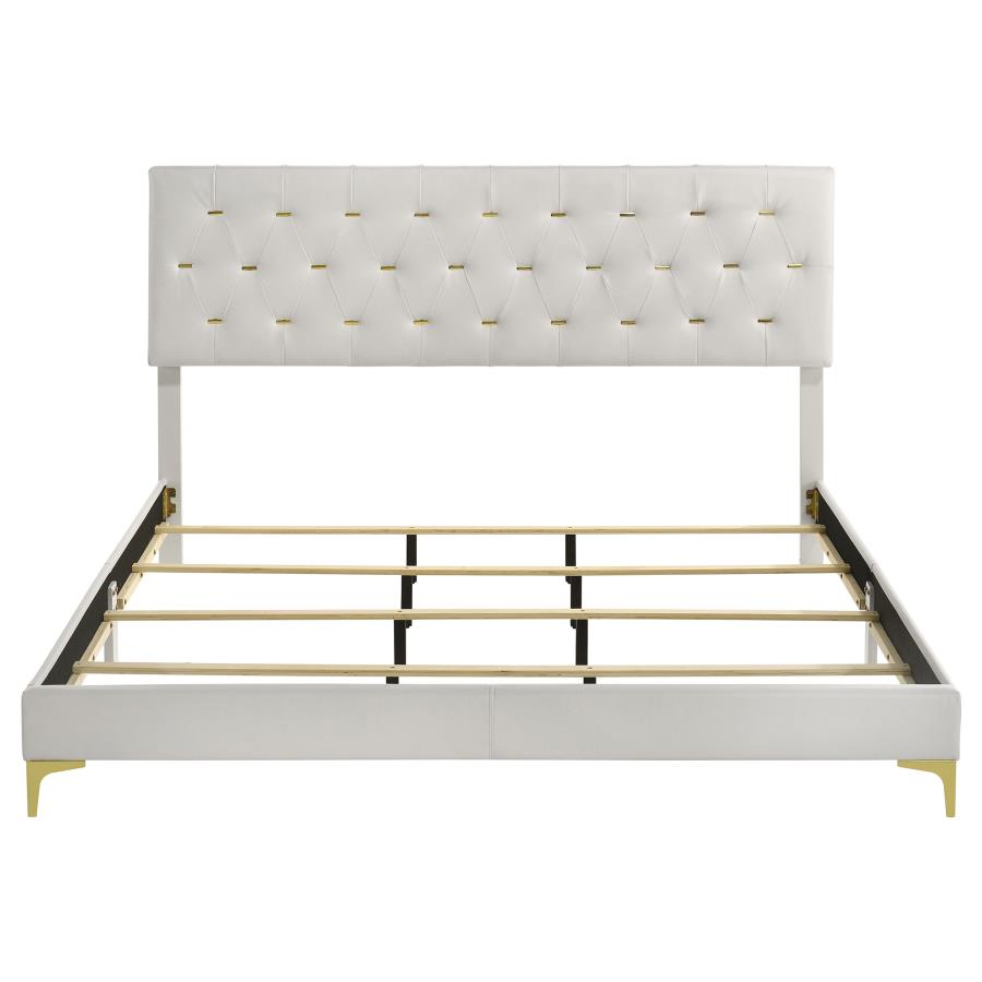 Kendall Upholstered Eastern King Panel Bed White - 224401KE