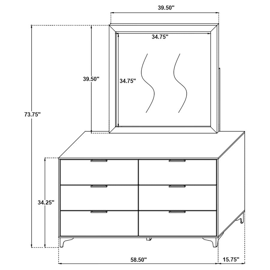 Kendall 6-drawer Dresser with Mirror White - 224403M