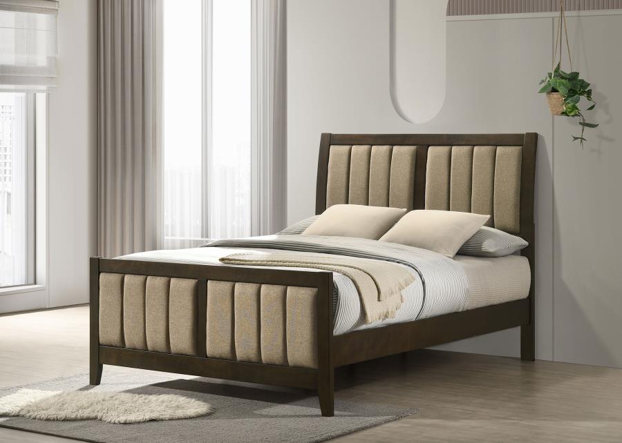 Wilkes 51-inch Upholstered Full Bed Dark Cocoa - 224421F