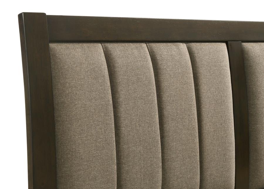 Wilkes 51-inch Upholstered Eastern King Bed Dark Cocoa - 224421KE