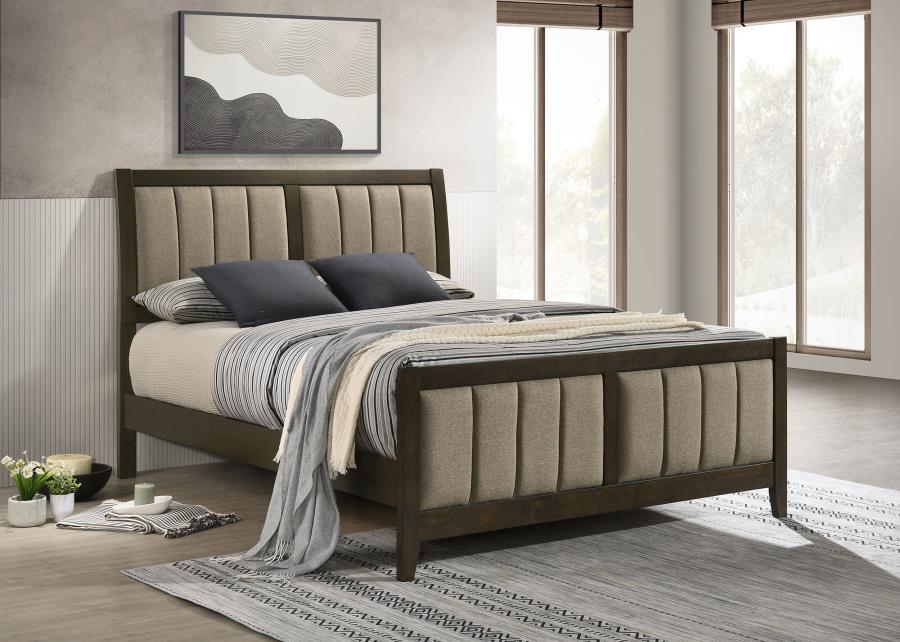 Wilkes 51-inch Upholstered Queen Bed Dark Cocoa - 224421Q