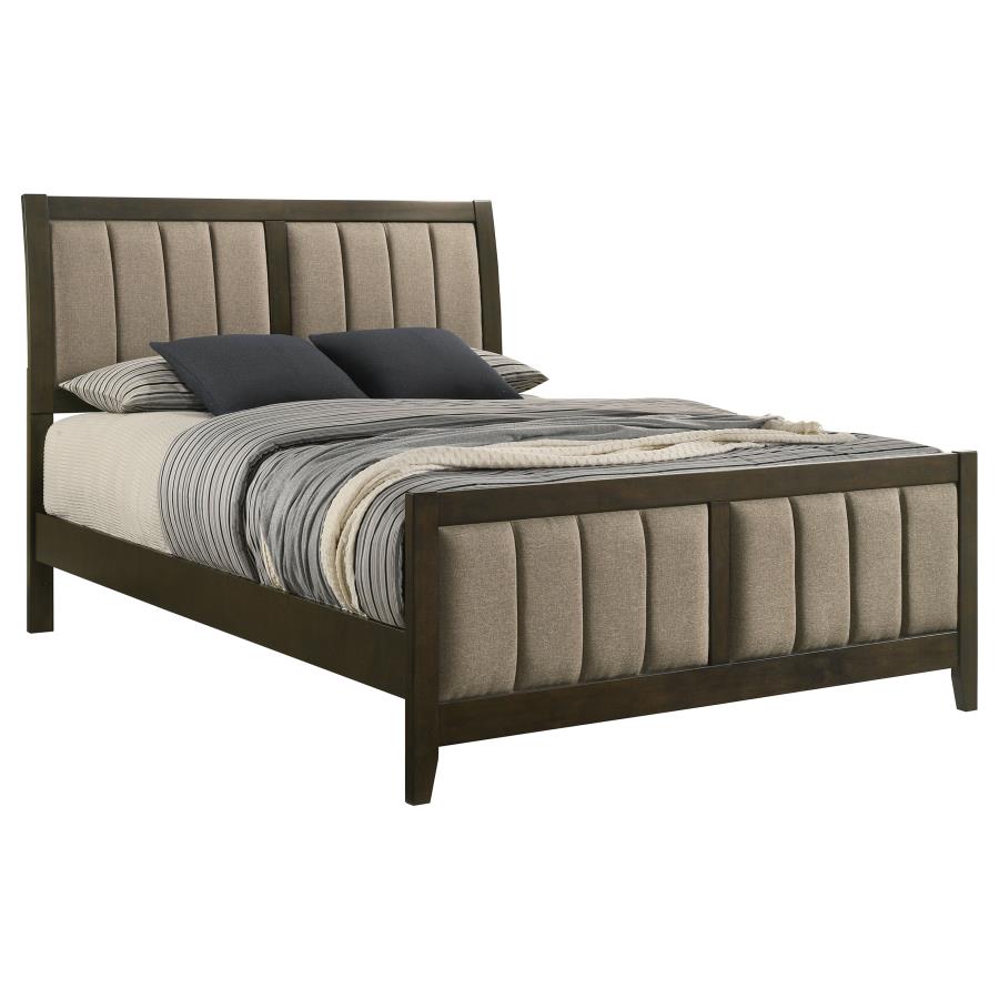 Wilkes 51-inch Upholstered Queen Bed Dark Cocoa - 224421Q