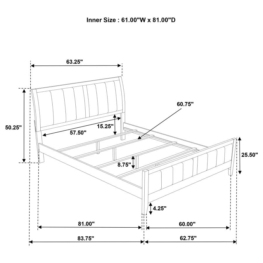 Wilkes 51-inch Upholstered Queen Bed Dark Cocoa - 224421Q