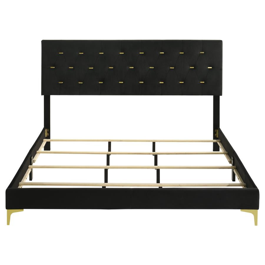 Kendall Upholstered California King Panel Bed Black - 224451KW