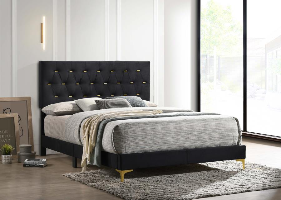 Kendall Upholstered Queen Panel Bed Black - 224451Q