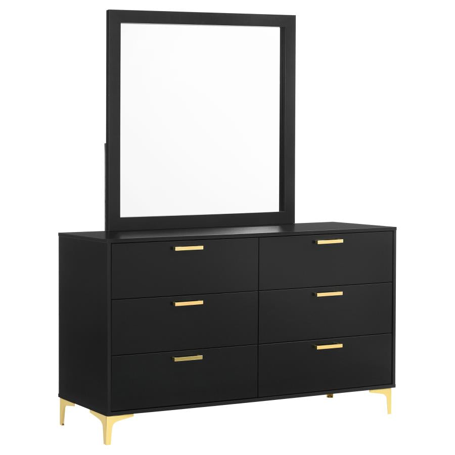 Kendall 6-drawer Dresser with Mirror Black - 224453M