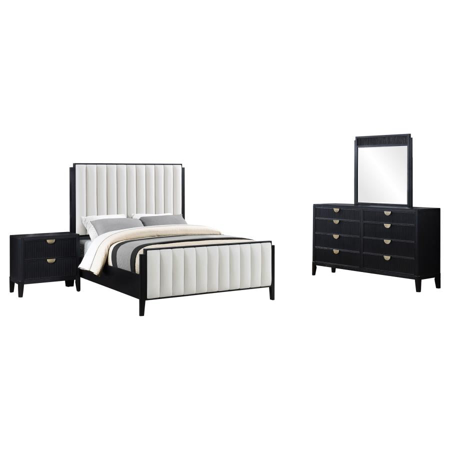 Brookmead 4-piece Upholstered Queen Bedroom Set Black - 224710Q-S4