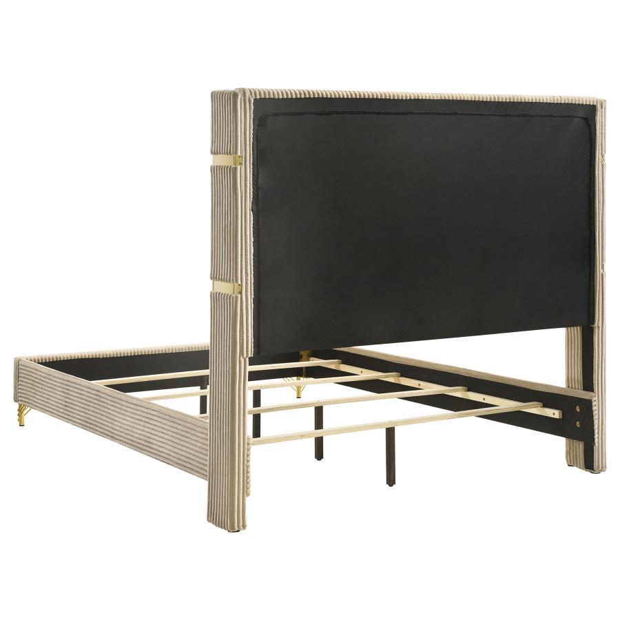 Lucia 61-inch Upholstered Eastern King Wingback Bed Beige - 224731KE