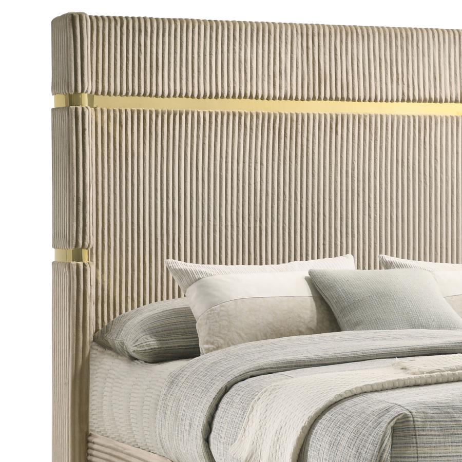Lucia 61-inch Upholstered Eastern King Wingback Bed Beige - 224731KE