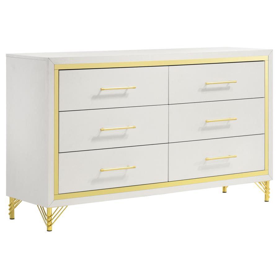 Lucia 5-piece Queen Bedroom Set Beige and White - 224731Q-S5
