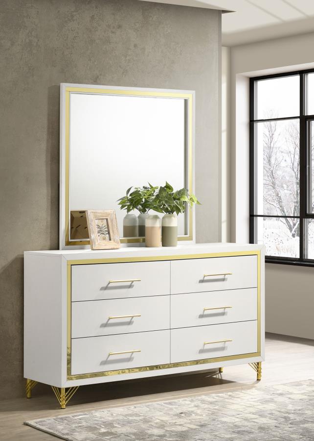 Lucia 6-drawer Dresser with Mirror White - 224733M