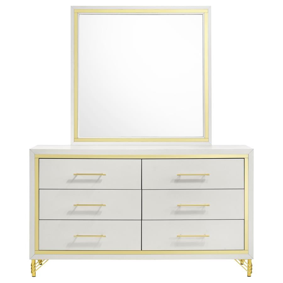 Lucia 6-drawer Dresser with Mirror White - 224733M
