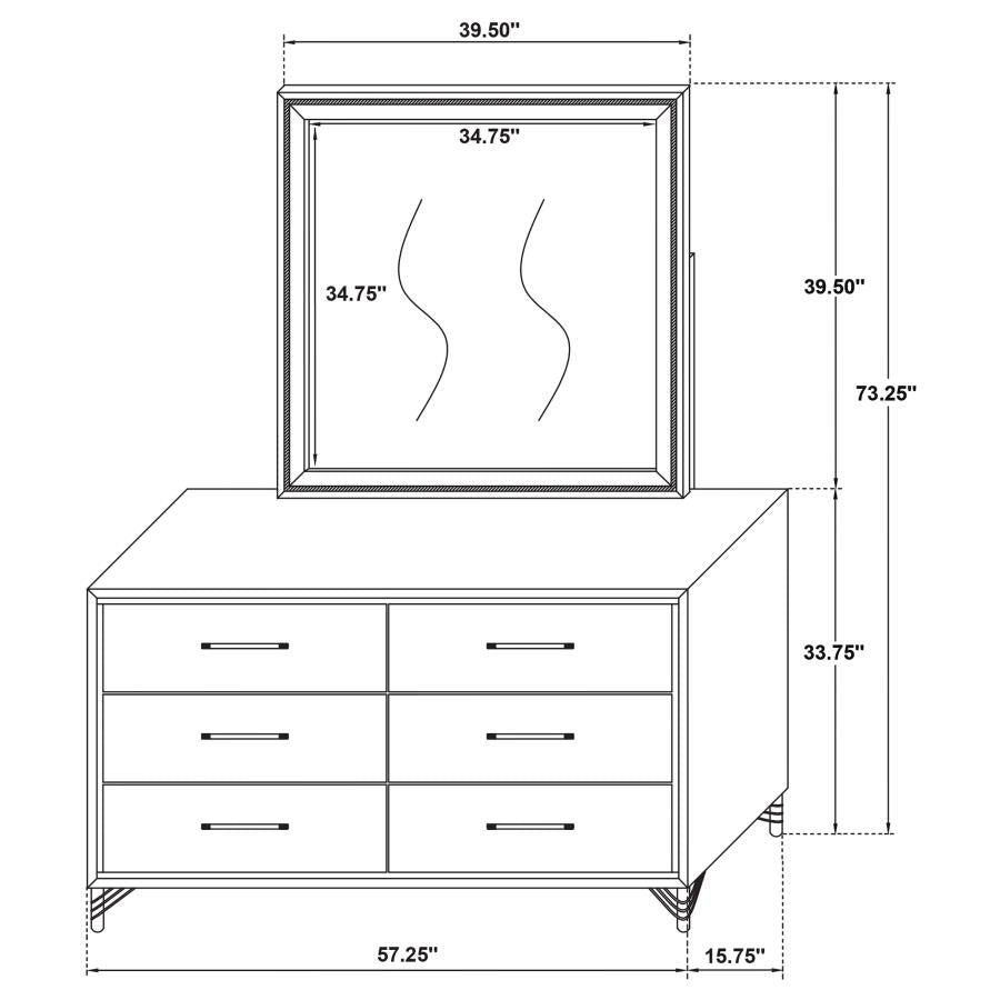 Lucia 6-drawer Dresser with Mirror White - 224733M