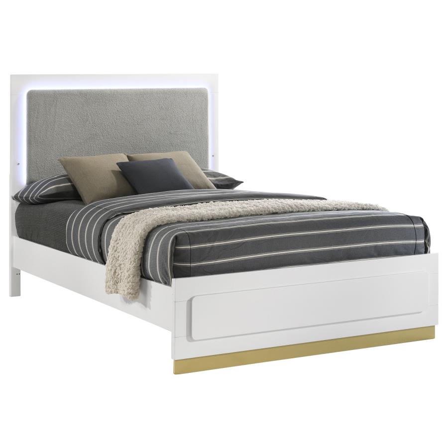 Caraway Wood California King LED Panel Bed White - 224771KW