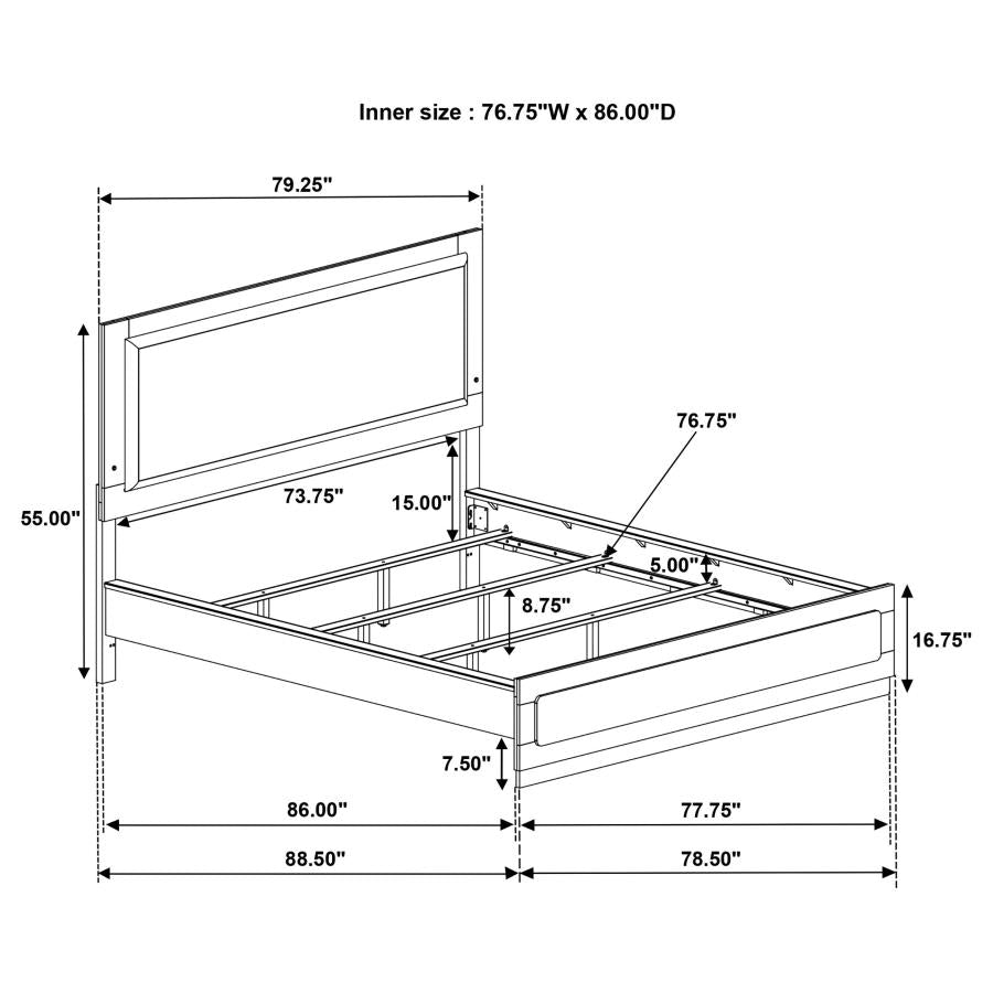 Caraway Wood California King LED Panel Bed White - 224771KW