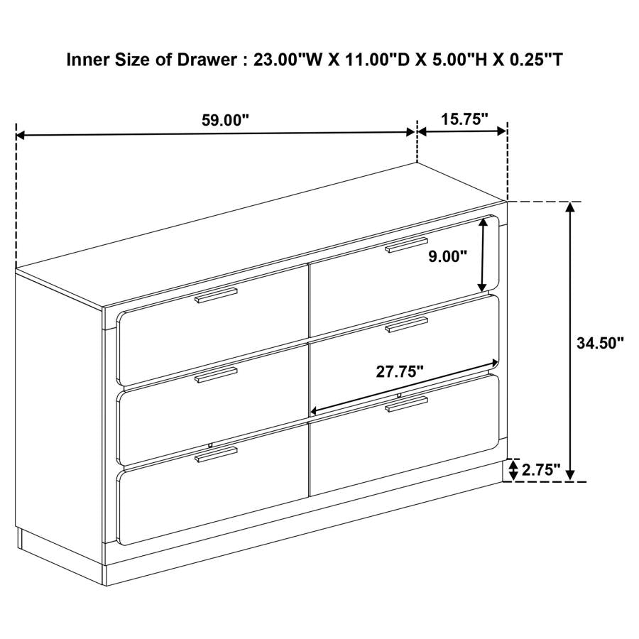 Caraway 6-drawer Dresser White - 224773